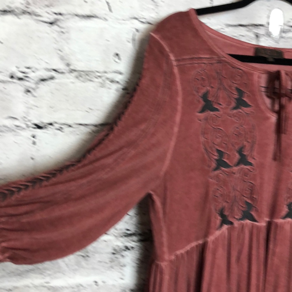 POL Embroidered Dress. Red Brick. - Picture 5 of 11